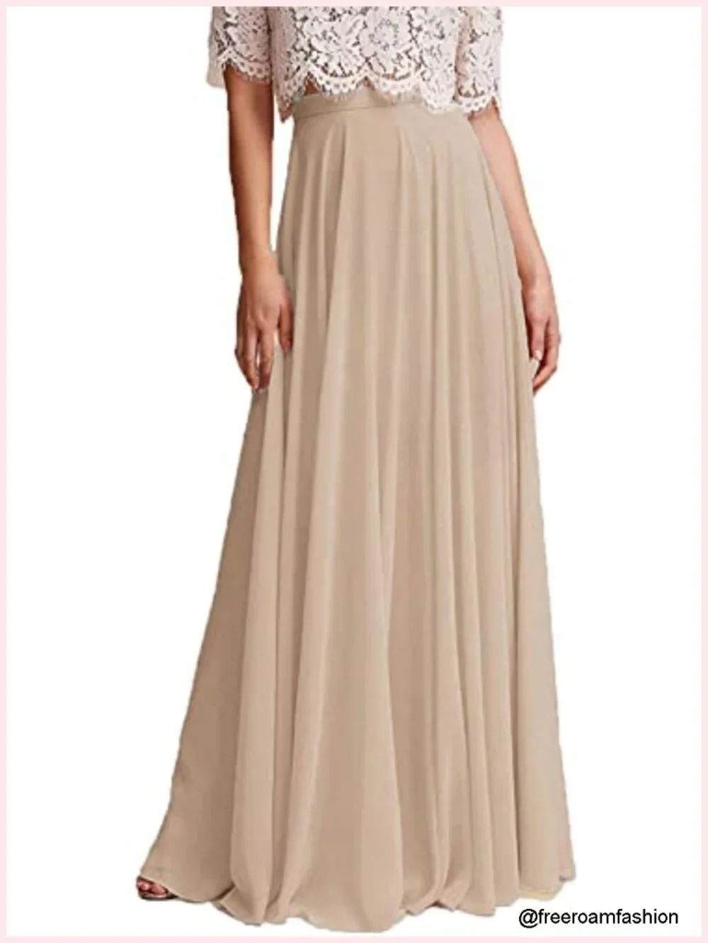 Chiffon Maxi Skirt High Waist Floor Length Bridesmaid Cocktail Party